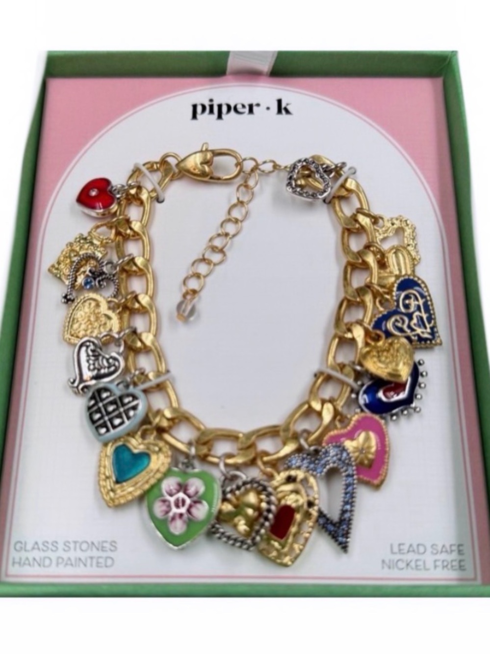 NWT ⚜️💖⚜️ Piper K Viral Gorgeous Brighton Style Multi Heart Charm Bracelet - Picture 10 of 11